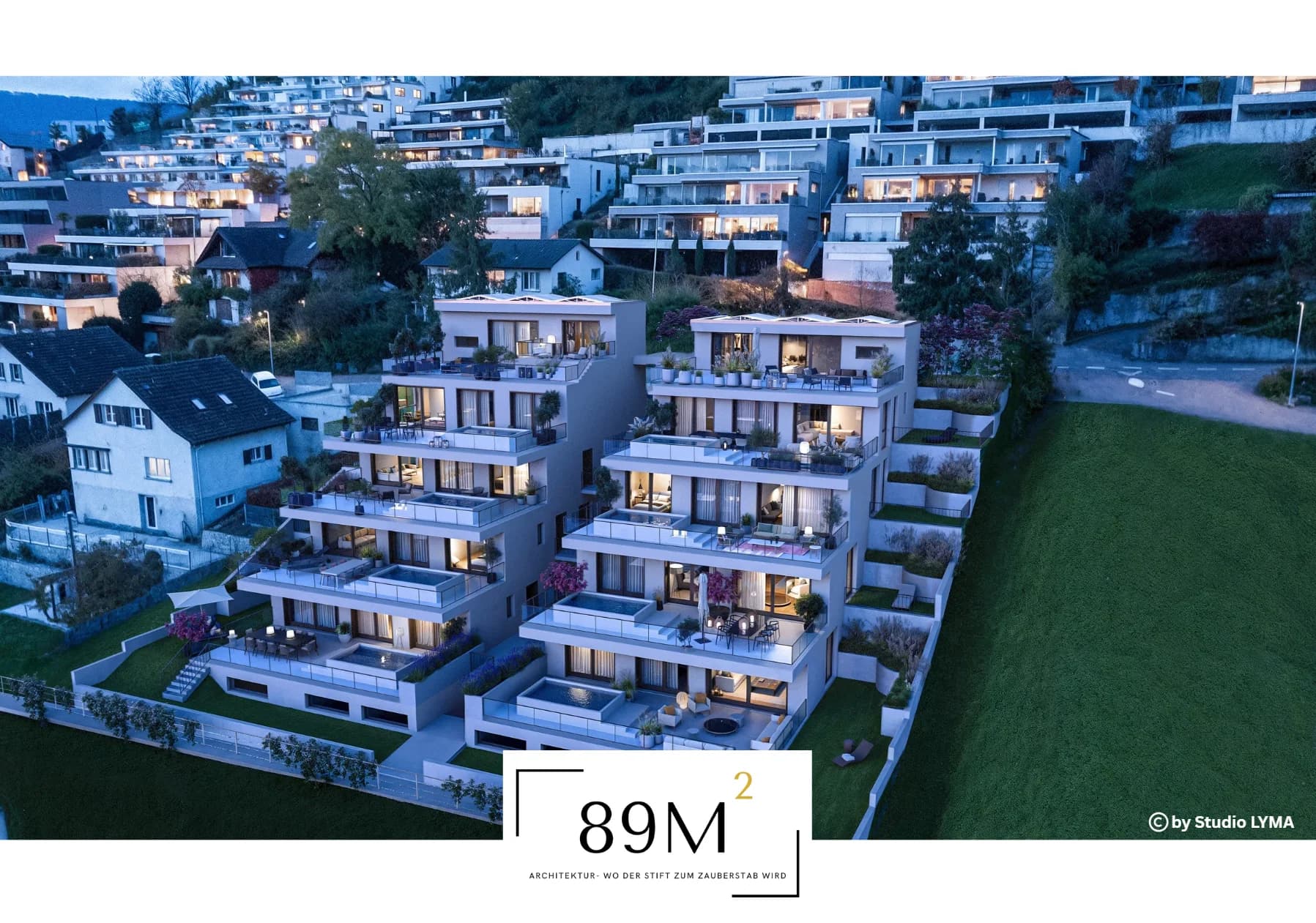 Planung von zwei terrassierten Mehrfamilienhäusern im Kanton Aargau – 89m2 Group Projektbild 2